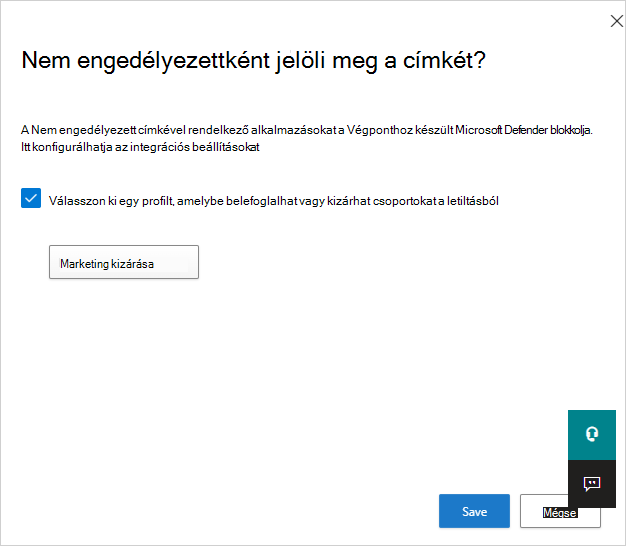 Válasszon ki egy profilt, amellyel megszüntethet egy alkalmazást.