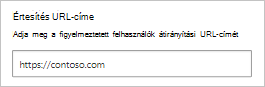 Képernyőkép az értesítési URL-cím konfigurálásáról.