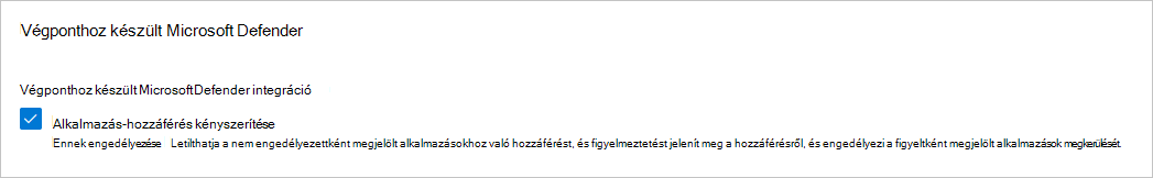 Képernyőkép a letiltás engedélyezéséről a Defender for Endpoint használatával.