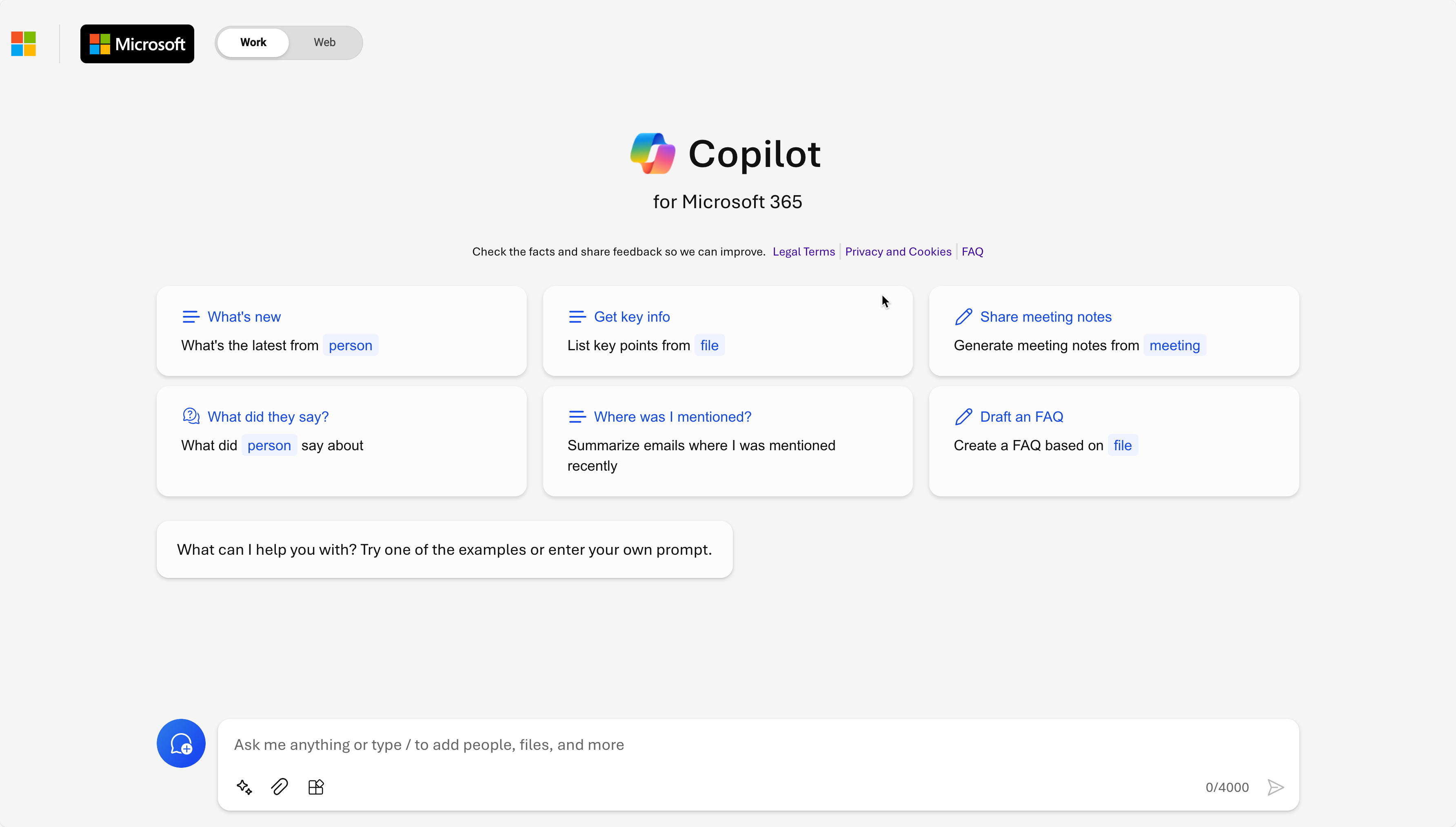 Screenshot of using Copilot for Microsoft 365.