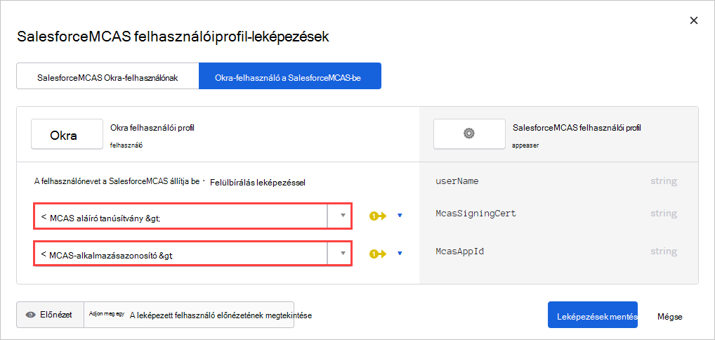Térképprofil-attribútumok.