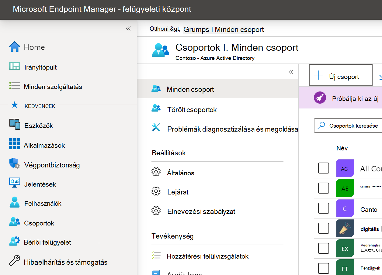 A Microsoft Intune Felügyeleti központ1