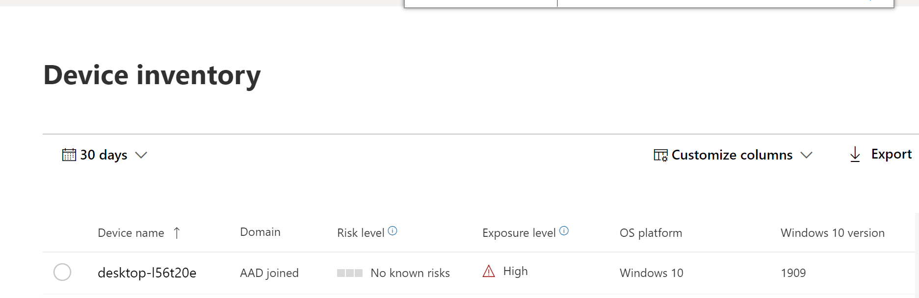 Microsoft Defender portál képe.