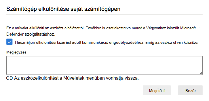 Képernyőkép egy kizárási szabály eszközre való alkalmazásáról.