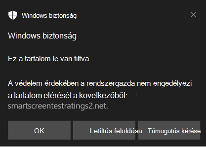 Windows biztonság hálózati védelemmel kapcsolatos értesítés.