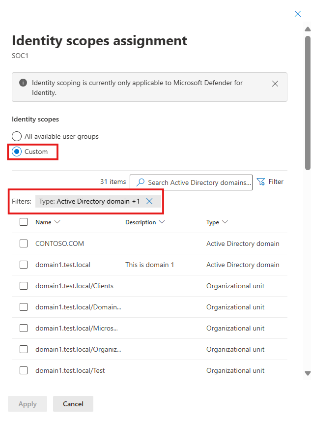 Képernyőkép egy egyéni hatókör létrehozásáról.