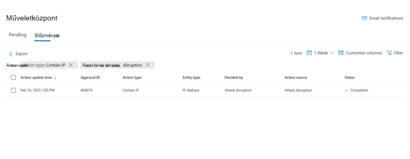 Tekintse meg a tartalmazott IP-címet a Műveletközpontban.