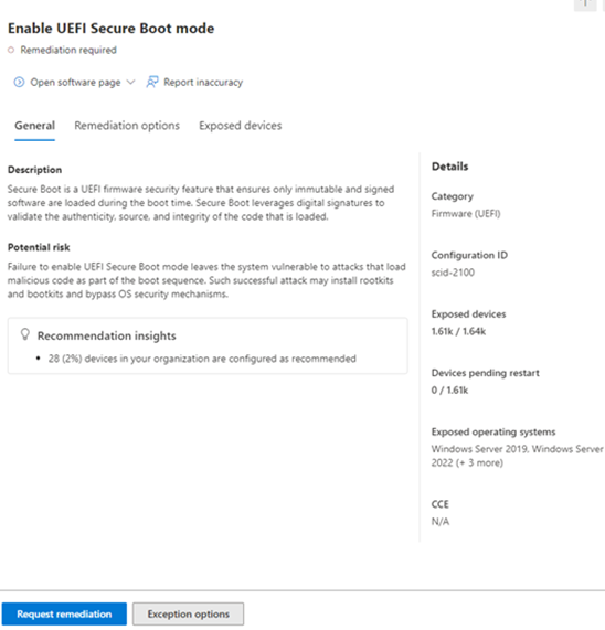 Képernyőkép az UEFI biztonságos rendszerindítási módjára vonatkozó javaslatokról