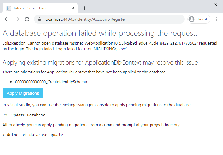 migrálások alkalmazása lap