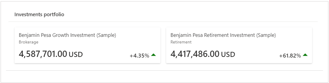 Screenshot of the Investment portfolios component in the Unified client profile.