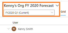 Képernyőkép az előrejelzési nézetről a kiemelt előrejelzési és előrejelzési időszak legördülő listákkal.