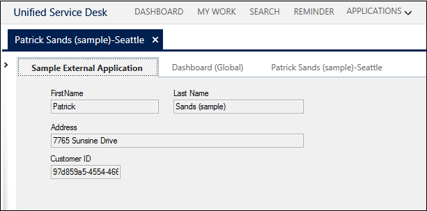 Customer info in external application Customer info in external application.