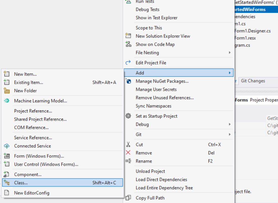 Új osztály hozzáadása