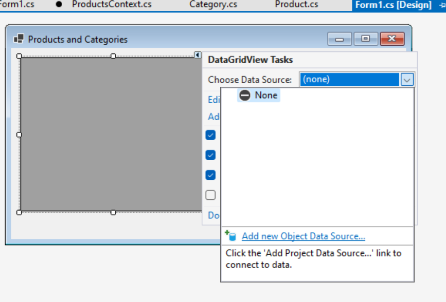 Új objektumadatforrás hozzáadása
