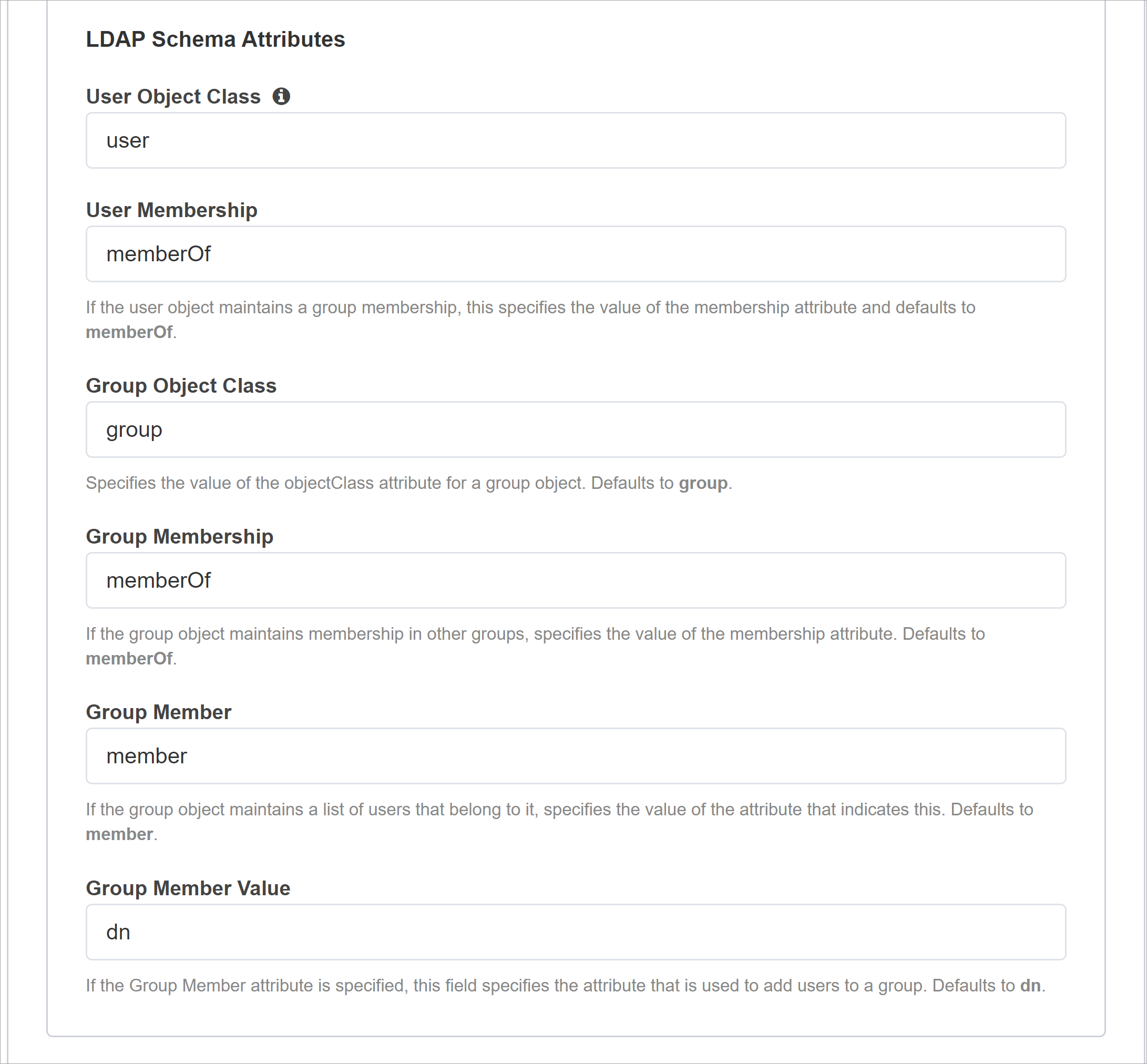 LDAP-sémaattribútumok képernyőképe
