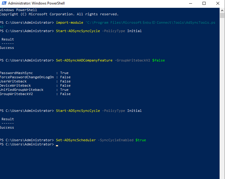 Képernyőkép a PowerShell-végrehajtásról.