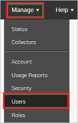 Képernyőkép a Manage (Kezelés) menüben kiválasztott felhasználókról.