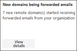 New domains being forwarded email insight in the Insights dashboard.