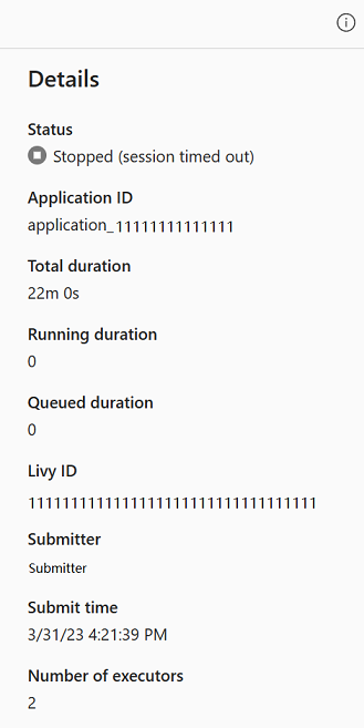 Képernyőkép a Spark-alkalmazás összegzéséről.