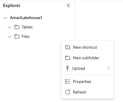 Screenshot showing where to select New subfolder in the menu.