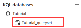 Képernyőkép egy KQL-adatbázis új csatolt KQL-lekérdezéskészletéről.