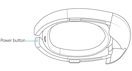 HoloLens bekapcsológombot ábrázoló kép.