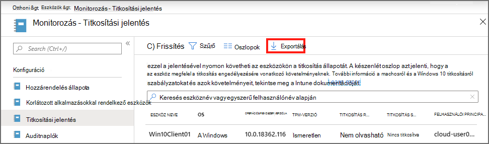 Részletek exportálása