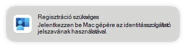Képernyőkép a végfelhasználói eszközökön a platform egyszeri bejelentkezésének Microsoft Intune való konfigurálásakor megjelenő regisztrációs kérésről.