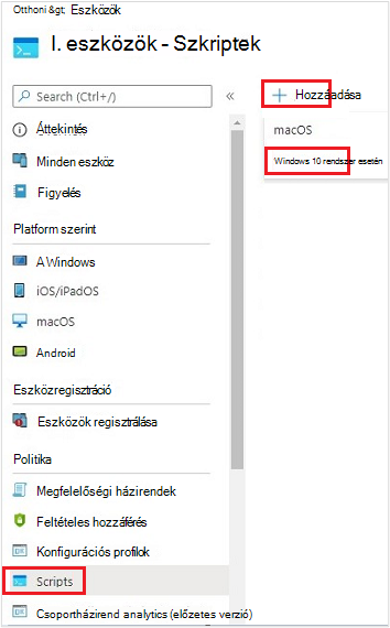 Képernyőkép egy új szkript létrehozásáról egy windowsos eszközhöz.