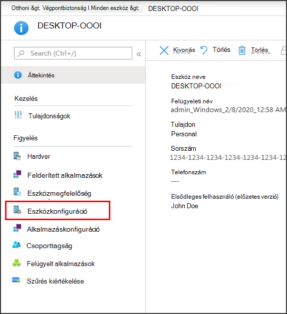 A végpontbiztonsági házirend részleteinek megtekintése