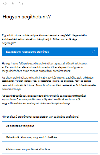 Képernyőkép a Intune Felügyeleti központ szűrt forgatókönyv-beállításairól.