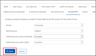 A Sophos beállításainak mentése