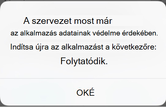 Képernyőkép a védett alkalmazásról kapott képernyőn megjelenő üzenetről.
