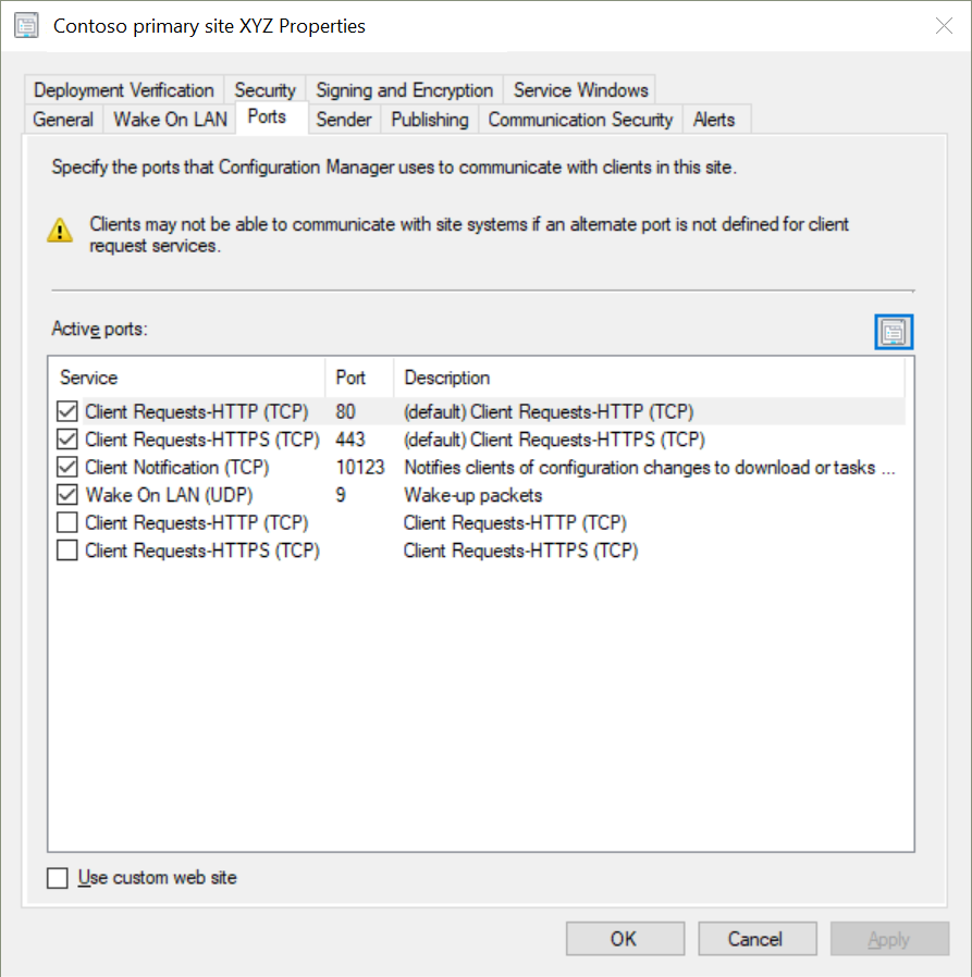 Ügyfélkommunikációs portok konfigurálása - Configuration Manager |  Microsoft Learn