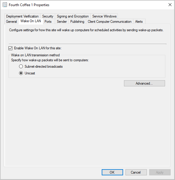 Ébresztés konfigurálása lan-on - Configuration Manager | Microsoft Learn
