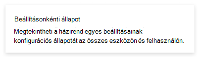 Képernyőkép a beállításonkénti állapotjelentésről Microsoft Intune és Intune Felügyeleti központban.