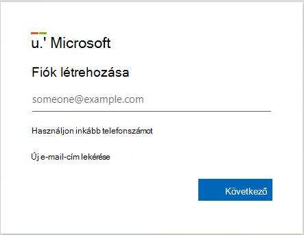 Képernyőkép az Microsoft Intune próbaverziós fiók regisztrációjának weblapjáról.