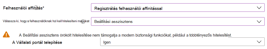 Az Intune Felügyeleti központban és Microsoft Intune regisztrálja az iOS/iPadOS-eszközöket az Apple Configurator használatával. Válassza a regisztráció felhasználói affinitással lehetőséget, használja a Beállítási asszisztenst a hitelesítéshez, és telepítse a Céges portál alkalmazást.