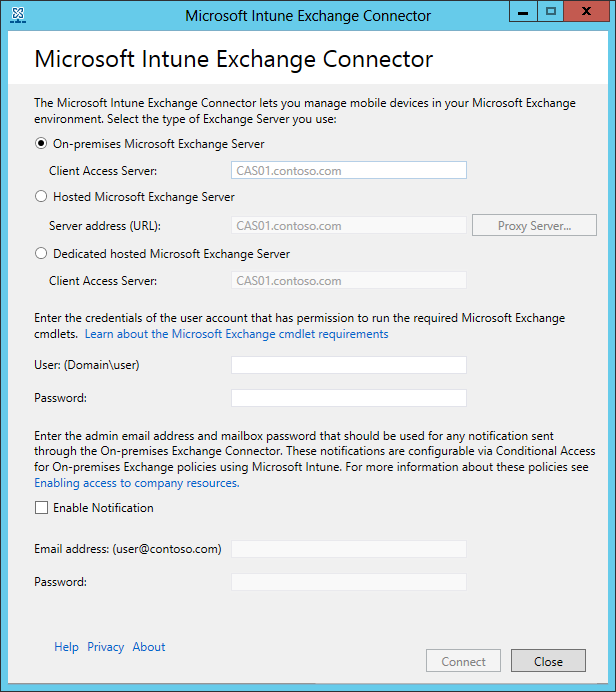 A Exchange Server típusának kiválasztását bemutató kép