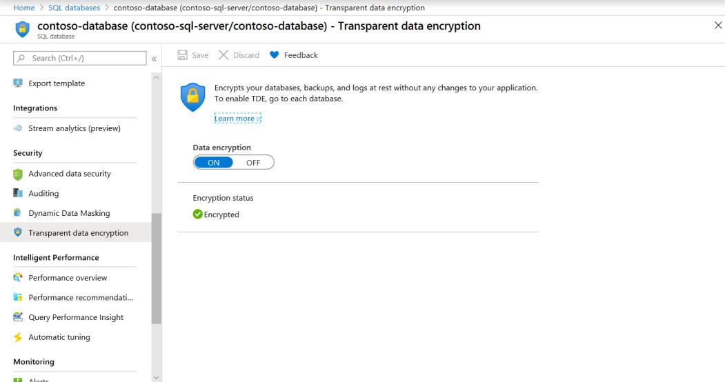SQL Transparent data encyption settings