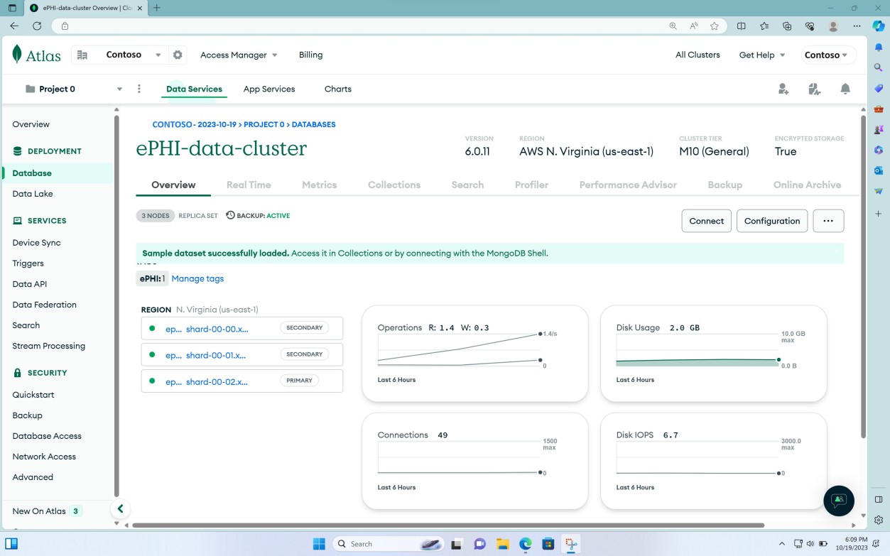 MongoDB Cloud database page.