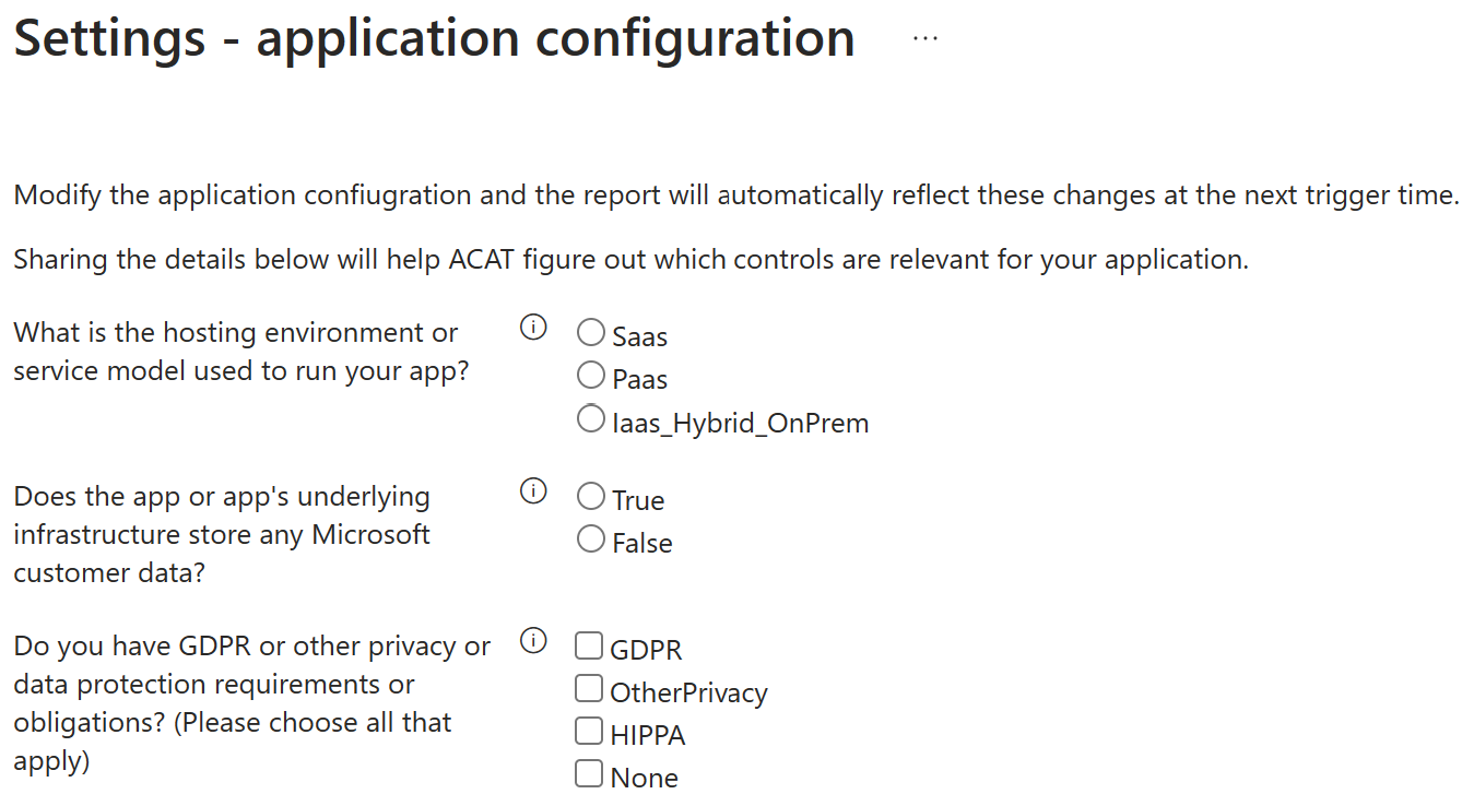 Application configuration setting
