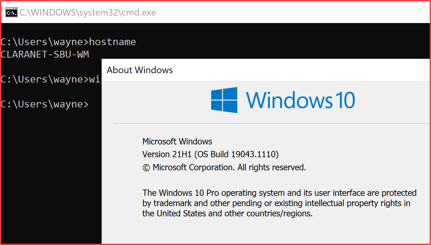 screenshot shows that the in-scope system component "CLARANET-SBU-WM" is running on a supported Windows version.