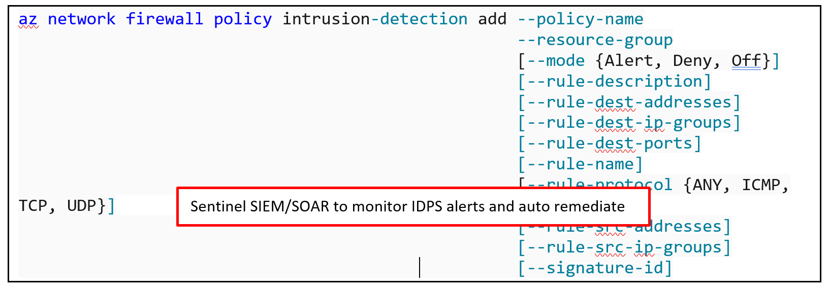 image shows how to add override intrusion signature or a bypass rule for intrusion detection using CLI