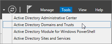 Válassza az Active Directory-tartományok és megbízhatósági kapcsolatok lehetőséget.