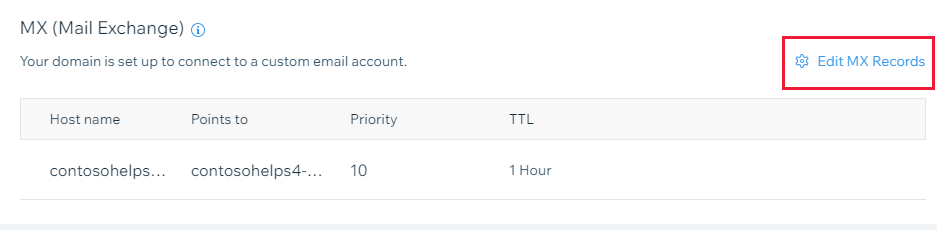 Válassza az MX rekordok szerkesztése lehetőséget.