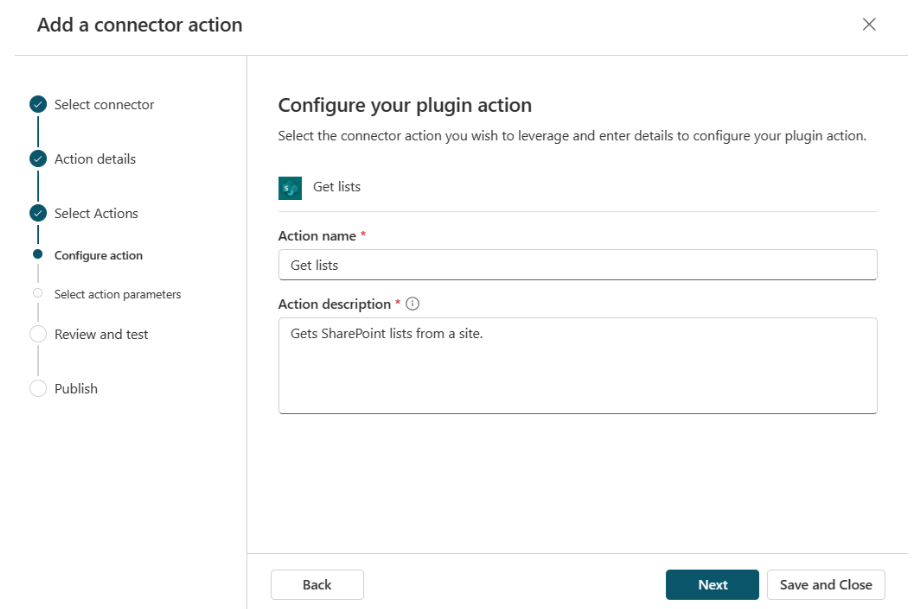 Connector configure added action