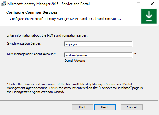 Kép: A MIM szolgáltatás és -portál konfigurálása