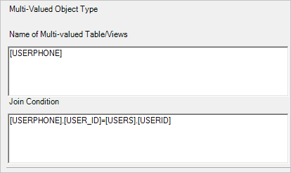 Képernyőkép a név és az illesztés feltételéhez megadott többértékű objektumtípus-értékekről.