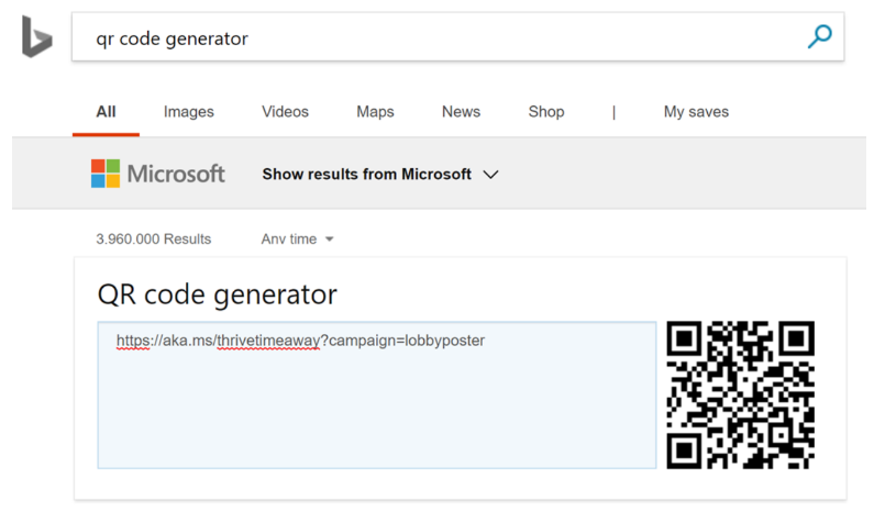 A Bing QR-kód generátora.